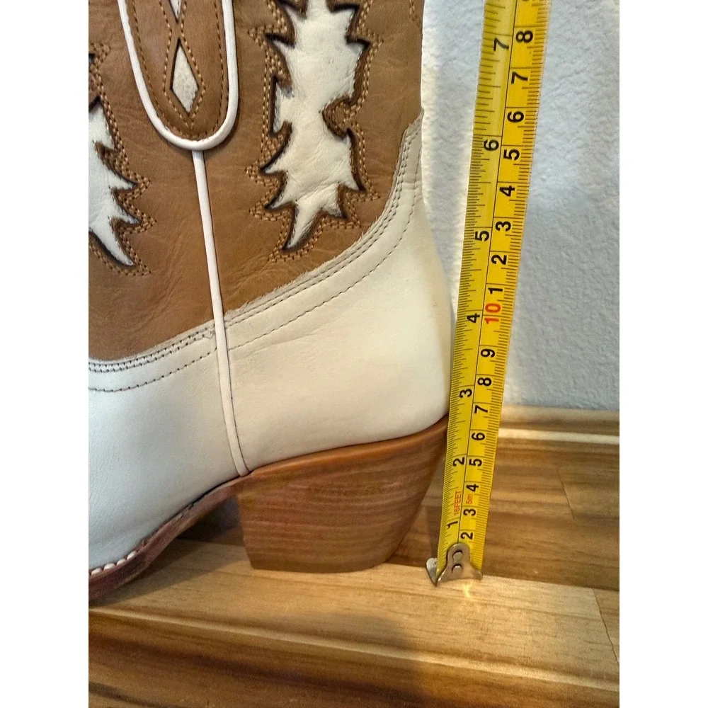IDYLLWIND WOMENS THUNDERBIRD WESTERN‎ BOOTS Ankle Boots White Tan Leather 7.5